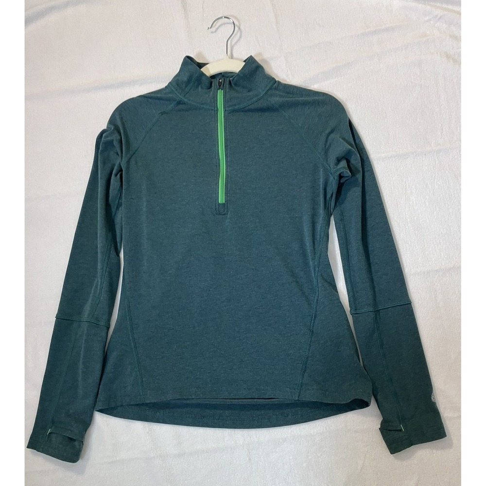 Stio Womens Small Basis Power 1/4 Zip Pullover Teal Green Heather Pullover Hike